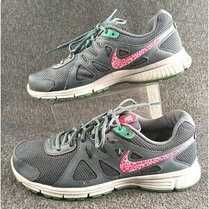Nike Revolution 2 Running Sneakers Shoes Gray Pink Aqua Womens Sz 9.5 554902-409